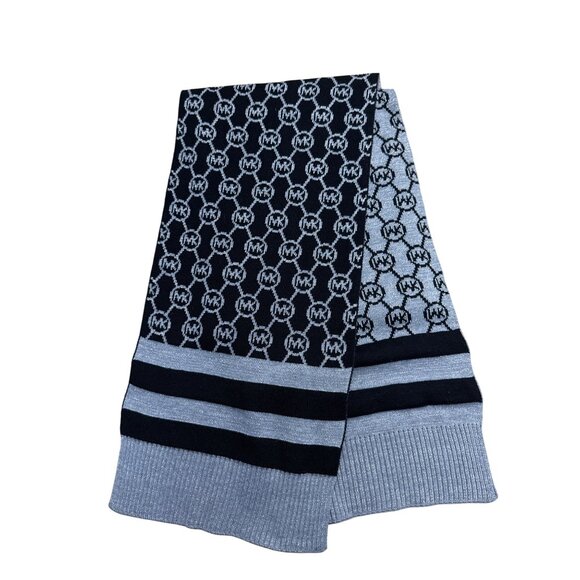 Michael Kors Black & Gray Monogram Knit Scarf - Picture 2 of 5